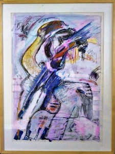 Bonifacio 1979, personaje, técnica mixta cartulina enmarcado, pintura 70x50 cms. y marco 82x62 cms (11)