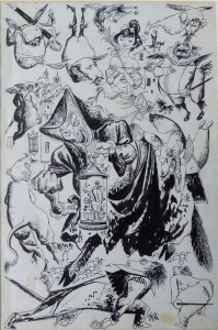 Goñi Lorenzo, La Celestina, dibujo plumilla tinta papel, enmarcado, dibujo 34x23 cms. y marco 47x36 cms.  (11)