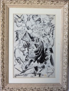 Goñi Lorenzo, La Celestina, dibujo plumilla tinta papel, enmarcado, dibujo 34x23 cms. y marco 47x36 cms.  (8)