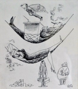 Goñi Lorenzo, La siesta, dibujo plumilla tinta papel, enmarcado, dibujo 18x16 cms. y marco 30x28 cms (5)