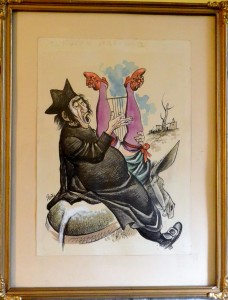 Goñi Lorenzo, Tocando la lira, dibujo plumilla tinta papel, enmarcado, dibujo 25,50x18 cms. y marco 34,50x26,50 cms (5)