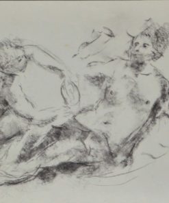 Juanvi, Juan Vicente Barrio - "Fiesta romana" dibujo carboncillo papel, enmarcado