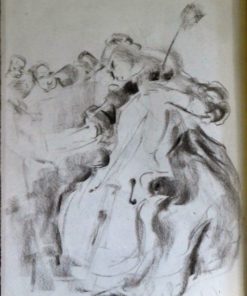 Juanvi, Juan Vicente Barrio - "Concierto de cello" dibujo carboncillo papel, enmarcado