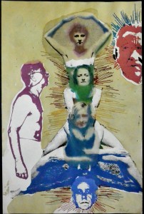 Pagola Javier, El pintor y las modelos, técnica mixta papel, enmarcado, papel 30x19,50 cms y marco 47x36,50 cms (4)