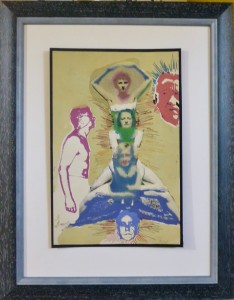 Pagola Javier, El pintor y las modelos, técnica mixta papel, enmarcado, papel 30x19,50 cms y marco 47x36,50 cms (8)