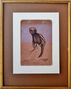 Pagola Javier, Extraterrestre, dibujo técnica mixta cartulina, enmarcado, dibujo 16x11 cms. y marco 33,50x24,50 cms (3)