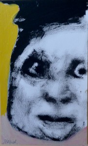 Pagola Javier, Primer plano, dibujo acrílico cartulina, enmarcado, dibujo 17x10 cms. y marco 30x24 cms. (1)