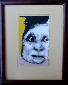 Pagola Javier, Primer plano, dibujo acrílico cartulina, enmarcado, dibujo 17x10 cms. y marco 30x24 cms. (3)