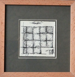 Pagola Javier, Proyecto de laberinto, dibujo tinta papel, enmarcado, dibujo cms. y marco 22x22 cms. (13)