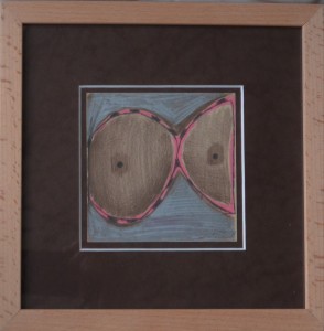 Pagola Javier, Un par de senos, dibujo técnica mixta papel, enmarcado, dibujo 10x10 cms. y marco 22x22 cms.  (26)