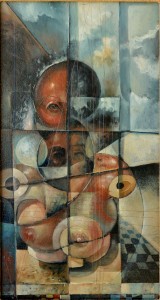 Pizarro Roberto L. Maniquies, pintura oleo tabla, enmarcado, pintura 35x19 cms. y marco 48x32,50 cms. 56 (1)
