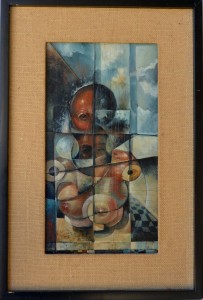 Pizarro Roberto L. Maniquies, pintura oleo tabla, enmarcado, pintura 35x19 cms. y marco 48x32,50 cms. 56 (2)