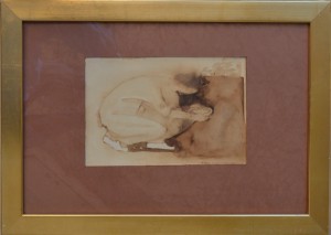 Pizarro Roberto L. Maternidad, dibujo lápiz y café diluido papel, enmarcado, dibujo 18x26 cms. y marco 38x53 cms. 600 (3)