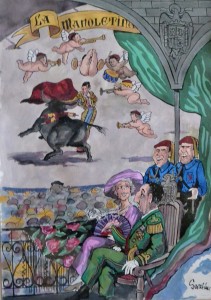 Serafín Rojo, la Manoletina, acuarela cartulina, enmarcada, obra 46,50x33 cms. y marco 68x51 cms. 360 (1)