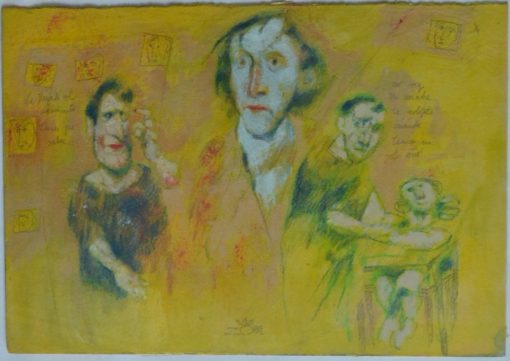 Zohre Mirabassi - "No soy tu madre" dibujo técnica mixta cartulina, enmarcado