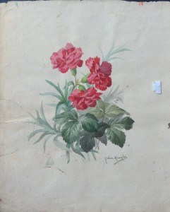 Alcayde Julia, estudio de flores,  dibujo acuarela papel, enmarcado, dibujo 32x26 cms. y marco 39x33 cms. 260 (2)