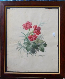Alcayde Julia, estudio de flores,  dibujo acuarela papel, enmarcado, dibujo 32x26 cms. y marco 39x33 cms. 260 (6)
