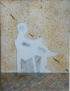 Arnaiz Doroteo, Hombre sentado, dibujo técnica mixta papel, enmarcado, dibujo 27x21 cms. y marco 47x41 cms. Catalogado. 400 (1)
