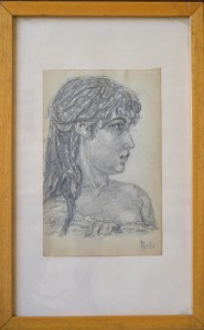 Barba Juan, Busto de mujer joven, dibujo lápiz papel, enmarcado, dibujo 24x15 cms. y marco 41,50x26 cms. 110 (5)