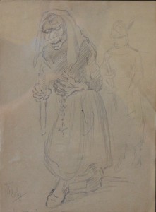 Barba Juan, En la procesión, dibujo lápiz papel, enmarcado, dibujo 21x15,50 cms. y marco 43,50x34 cms. 250 (4)