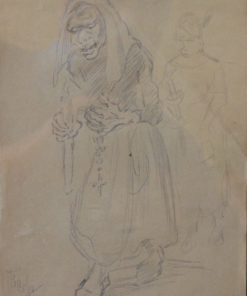 Juan Barba - "En la procesión" dibujo lápiz papel, enmarcado