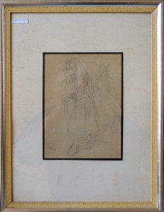 Barba Juan, En la procesión, dibujo lápiz papel, enmarcado, dibujo 21x15,50 cms. y marco 43,50x34 cms. 250 (6)
