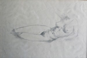 Barba Juan, Mujer desnuda tumbada, dibujo lápiz papel, enmarcado, dibujo 28x42 cms. y marco 35x49 cms (4)
