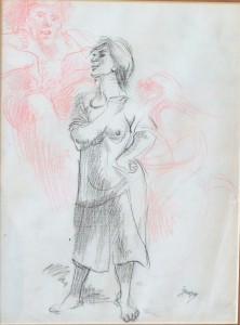 Barba Juan, Sueños de mujer, dibujo carboncillo y sanguina papel, enmarcado, dibujo 21x16 cms. y marco 34x31 cms. 120 (3)