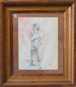 Barba Juan, Sueños de mujer, dibujo carboncillo y sanguina papel, enmarcado, dibujo 21x16 cms. y marco 34x31 cms. 120 (4)