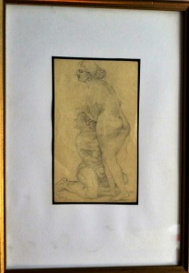 Barba Juan, escena mitológica, dibujo lápiz papel, enmarcado, papel 17x10 cms. y marco 32x23 cms (19)