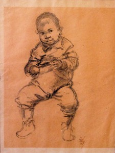 Barba Juan, niño orinando, dibujo lápiz papel, enmarcado, dibujo 28x21 cms. y marco 48x38 cms.  (4)