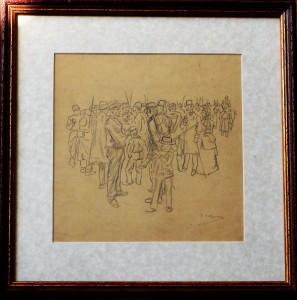 Estevan Enrique, En campaña, dibujo lápiz papel, enmarcado, dibujo 22x22 cms. y marco 35x35 cms. 190 (5) - copia