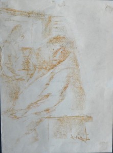 Juan Vicente Barrio Juanvi, Brindis, dibujo ceras papel, enmarcado, dibujo 39x29 cms. y marco 49x39 cms.  (4)