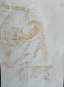 Juan Vicente Barrio Juanvi, Brindis, dibujo ceras papel, enmarcado, dibujo 39x29 cms. y marco 49x39 cms. (4)