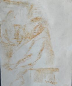 Juan Vicente Barrio Juanvi - "Brindis" dibujo ceras papel, enmarcado