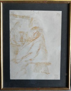 Juan Vicente Barrio Juanvi, Brindis, dibujo ceras papel, enmarcado, dibujo 39x29 cms. y marco 49x39 cms.  (7)