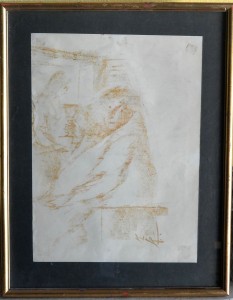 Juan Vicente Barrio Juanvi, Brindis, dibujo ceras papel, enmarcado, dibujo 39x29 cms. y marco 49x39 cms. (7)