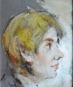 Juan Vicente Barrio Juanvi - "Cabeza rubia de perfil" oleo tablex, enmarcado