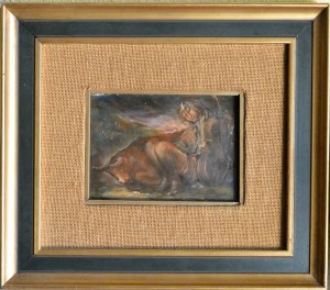 Juan Vicente Barrio Juanvi, Descanso en el campo, oleo tablex, enmarcado, pintura 12x16 cms. y marco 29x34 cms. 500 (3)