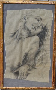 Juan Vicente Barrio, Juanvi, Joven reclinada, dibujo carboncillo papel, enmarcado, dibujo 98x62 cms, irregular, y marco 123x77 cms. (11)