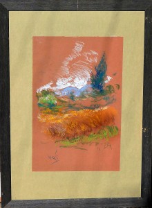 Juan Vicente Barrio Juanvi, Paisaje, pintura ceras pastel papel, enmarcado, pintura 49x33 cms. y marco 76x56 cms.  (2)
