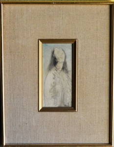 Juan Vicente Barrio Juanvi, Torso de mujer joven, oleo tablex, enmarcado, pintura 19x10 cms. y marco 41x32 cms.  560 (1)