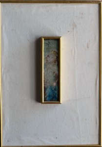 Juanvi, Juan Vicente Barrio, Figura mujer joven, oleo tablex, enmarcado, pintura 6x22 cms. y marco 53x38 cms. (2)