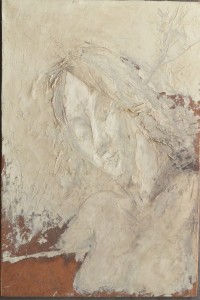 Juanvi, Juan Vicente Barrio, joven con cabeza reclinada, oleo tablex, enmarcado, pintura 30x50 cms. y marco 47x38 cms.  (4)