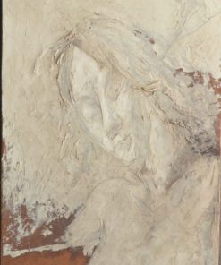 Juanvi, Juan Vicente Barrio - "Joven con cabeza reclinada" pintura oleo tablex, enmarcado