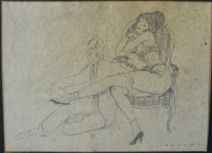 Loygorri Jose, Pareja de enamorados, dibujo lápiz papel, enmarcado, dibujo 9x11,59 y marco 20x26 cms (3)