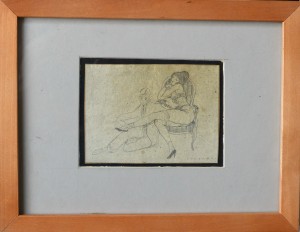 Loygorri Jose, Pareja de enamorados, dibujo lápiz papel, enmarcado, dibujo 9x11,59 y marco 20x26 cms (5)