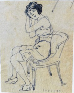 Loygorri, Mujer sentada, dibujo tinta papel enmarcado, dibujo 7,30x5,50 cms. y marco 21x15 cms (9)