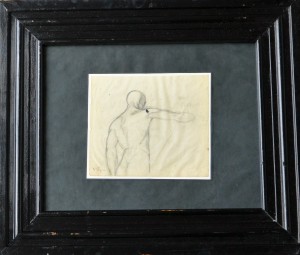 Macho Victorio, Torso masculino académico, dibujo lápiz papel, enmarcado, dibujo 18x21 cms. y marco 46x54 cms. 260 (1)