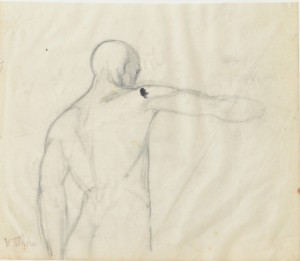 Macho Victorio, Torso masculino académico, dibujo lápiz papel, enmarcado, dibujo 18x21 cms. y marco 46x54 cms. 260 (3)